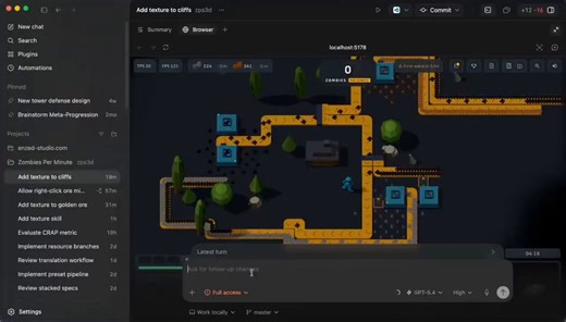 OPENAI INTEGRATED GPT-IMAGE-2 INTO CODEX.Developers can generate and swap game textures in real time using natural language no restart needed.In a 2D zombie tower defense demo, environments update in seconds.Huge boost for indie game art iteration.
