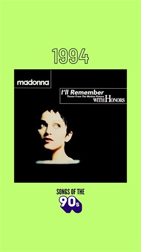 “I’ll Remember” by Madonna From the motion picture soundtrack “With Honors” (1994) Maverick Records / Warner Music Billboard Charts #2 Hot 100, #1 Adult Contemporary, #2 Mainstream Top 40, #14 Rhythmic Airplay, #2 Radio Songs, #30 Maxi-Singles Sales #SongsOfThe90s #HitsOfThe90s #90sMusic #1994 #90s #WithHonors #Madonna Video property of Warner Bros. Records | Songs of the 90s