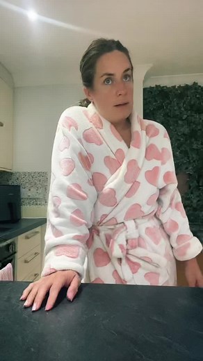 Plush Heart Patterned Robe in a Modern Kitchen
