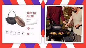 KICHOUSE Japanese Style Iron Serving Pot Sukiyaki Cooking Pot for Camping Versatile Hanging Cooking Pot for Hot Pot and Griddle Use Ideal for Japanese Cuisine