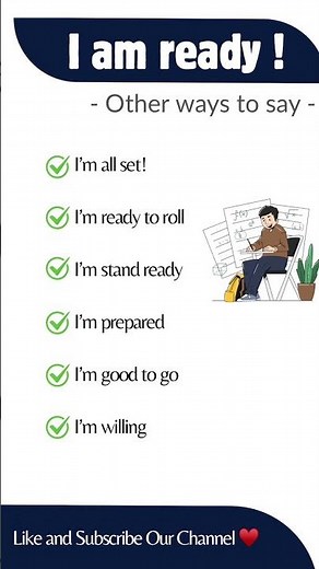 Different ways to say Im Ready 📚📖 #shortvideo #English #learnenglish #Learn