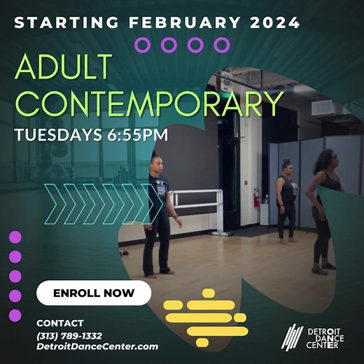 Adult Contemporary Dance Class kicks off in just ONE WEEK! 🗓️💃 We've got a few spots left, so seize the moment and sign up now! It's time for adults to prioritize themselves, and what better way than through the joy of dance! | Detroit Dance Center