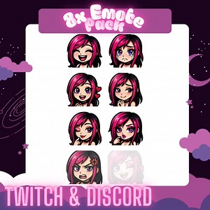 Pink Hair Chibi Emotes: Kawaii Streamer Graphics (digital Download, 8x PNG Pack) - Etsy