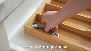 Utensil Drawer Organizer, Expendable Cooking Silverware Tray for Kitchen Drawer, Bamboo Adjustable Cutlery Flatware Holder, Spatula Tools and Gadgets Storage Divider