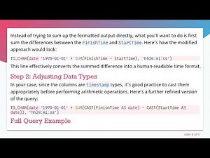 How to Use SUM() in Oracle SQL Queries to Calculate Run Time