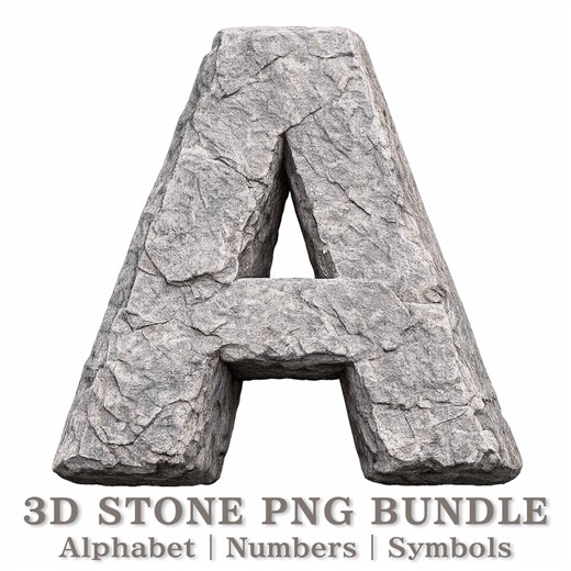 Stone Alphabet PNG, Rock Letters Numbers Symbols, 3D Stone Font, Stickers & Sublimation, Textured Font, 300 DPI - Etsy