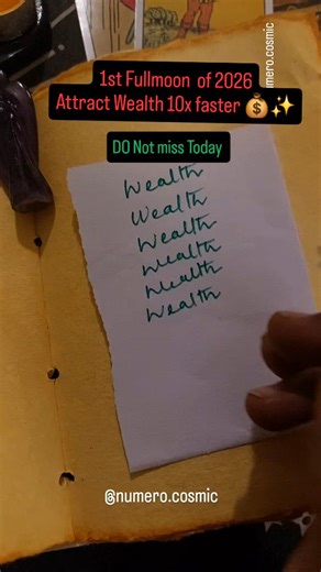 @numero.cosmic on Instagram: "Activate Your Money Energy 10 x on Fullmoon 2026 2026 begins with strong manifestation potential. What you activate on fullmoon day sets the financial tone for the entire year. How to do it: Take one white paper Use a green pen/red pen Write 10 times wealth, Add cinnamon and rice .make infinity sign and Fehu for Abundance. Fold it and release in the universe.. Time ::: u can do today and coming 3 days . The affirmation: "I am a money magnet" SAVE LIKE FOLLOW @numero