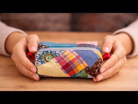How to Sew a Stunning Patchwork Zipper Pouch | Sewing Art from Fabric Scraps