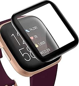 3 Pieces 3D Curved Edge Screen Protector Compatible with Fitbit Versa 2 Smart Watch Soft HD Transparent TPU Protective Film [Full Cover][Touch Sensitive][Anti-Scratch]
