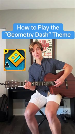 Dave - Beginner Guitar Teacher on Instagram: "How to Play the “Geometry Dash” Theme 🤣🎸 #guitartok #guitartutorial #guitarlesson #acousticguitar #guitarcover #musiciansoftiktok #fyp #foryou"