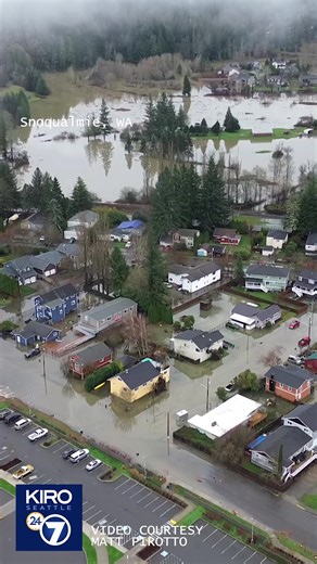 A look at downtown Snoqualmie from about 11 a.m. after the Snoqualmie River crested around 10 a.m. Thursday. Video courtesy Matt Pirotto. | KIRO 7 News