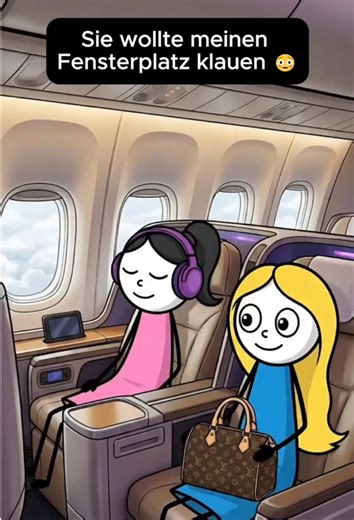 Sie wollte meinen Fensterplatz klauen 😳 #lustigesvideo #lustigesanimation #lustiges