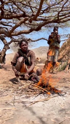 A Full Day with the Hadzabe: Hunt, Butcher, and Open-Fire Feast in the Wild🦌🔥#hadzabetribe