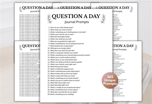 365 Daily Writing Prompts | Deep, Fun & Reflective Questions | One Question a Day Journal - Etsy