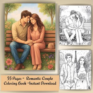 Romantic Couple Coloring Book – 55 Pages Valentine’s Day Love Art | Instant Download PDF - Etsy