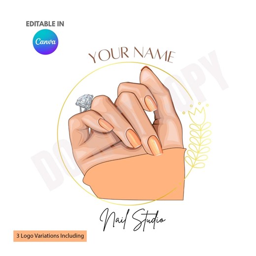 Luxury Nails Logo, DIY Nail Technician Logo Design Canva Editable Template - Etsy