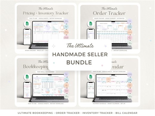 Small Business Google Sheets Bookkeeping Spreadsheet Inventory Tracker Product Handmade Order Tracker Pricing Calculator Tax Bill Calendar - Etsy