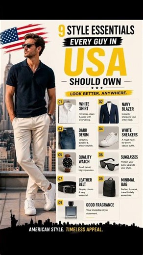 9 Style Essentials Every American Man Should Own #usafashion #usashorts #mensfashion