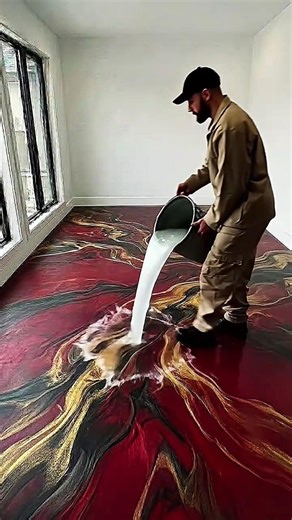Red Black Luxurious bedroom with emerald epoxyflooring 💖✨ #epoxy #epoxyfloor #floor #resinfloor