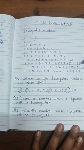 5th std problem set 53 Q.3 SQUARE AND TRAINGULAR NUMBERS