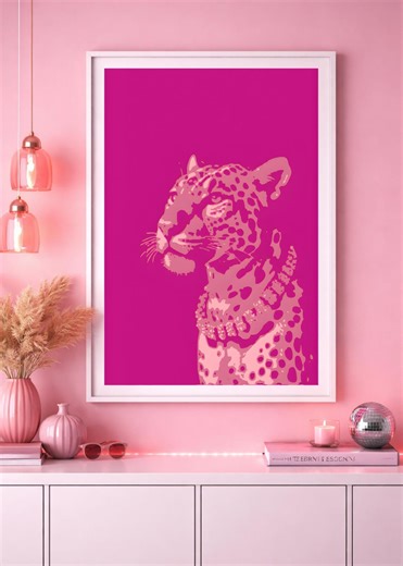Pink Leopard Wall Art Print, Modern Pop Art Animal Poster, Hot Pink Big Cat Decor, Bold Contemporary Printable Artwork, Instant Download - Etsy