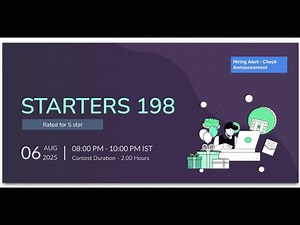 STARTERS 198 || Codechef contest LIVE || #codechef #coding #programming #contest