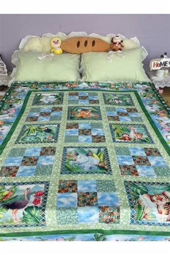 “This cottagecore patchwork blanket nails the cozy vibe! Full of florals critters—wrap it on, I’m a ‘lazy forest kid’ now. Everyone’s gonna say ‘so calming’ 🌿 #CottagecoreHome #PatchworkObsessed #ForestBlanketVibes”