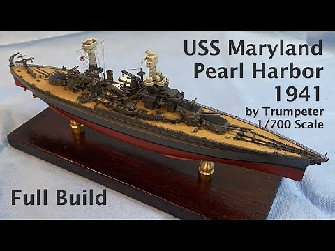 Battleship USS Maryland (1941) Pearl Harbor by Trumpeter, 1/700 Scale, Ship Model, Full Build