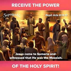 Through Peter and Philip, those who had already been baptized in water were baptized and empowered by the Holy Spirit! 😮 Parents, discover how powerful it is to be baptized with the Holy Spirit as you watch this video! ⬇️ . . . . . SUPERBOOK Bringing Bible Stories and Jesus' love to kids everywhere Series App Academy Outreach | Superbook