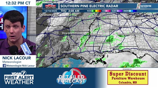 Meteorologist Nick Lacour has your full Thursday peek at tonight's rain chances, this weekend's outlook, and a forecast for Christmas. | WDAM 7