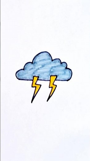 How to draw a Thunderstorm ⛈️ || Step by step drawing for kids #kids #shorts #drawing