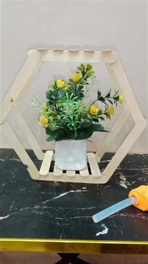 DIY ice cream sticks stand craft | flower vase frame #art #artvideo #shorts #viral