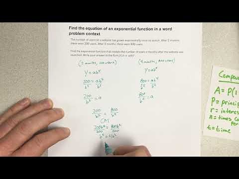 Find the equation of an exponential function in a word problem context