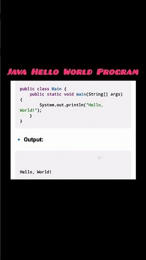 Java Hello World Program with Output | Beginner First Java Program💯✨#java #helloworld #youtubeshorts