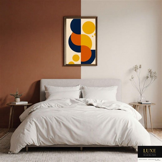 Mid-century Modern Geometric Print Set – Navy, Orange, Yellow (digital Download, 30x45in Jpgs) - Etsy