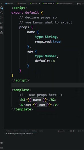 Props in Vue 27 #coding #programming#javascript #vuejs #vue #vuejs3 #vuejstutorial #vuetify #web3
