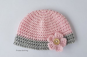 cute baby beanie size to adult pattern by Frisian Knitting
