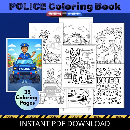 Law Enforcement Coloring Book | Police & First Responders Coloring Pages for All Ages - Etsy