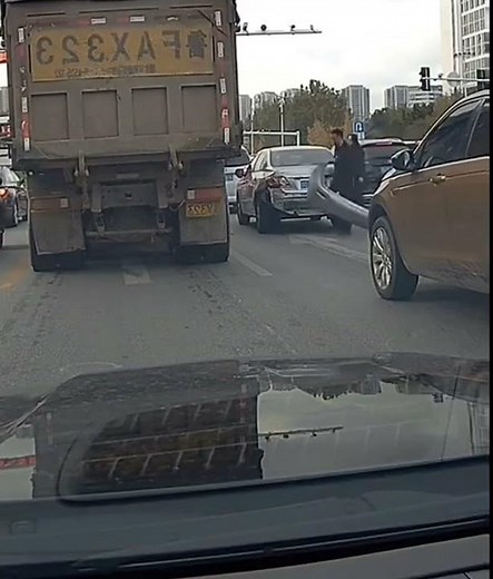THIS CAR BUMPER was blown away by the explosion of this trucks tyre wow!
