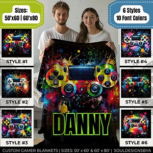 Personalized Gamer Blanket: Custom Name Gaming Controller Throw - Etsy