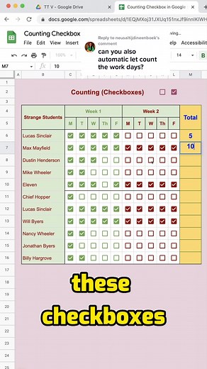 Replying to @neusaltijdineenboek How to count checkboxes in Google Sheets? To count the number of checkboxes in a Google Sheets spreadsheet, you can use the following formula: =COUNTIF(range,