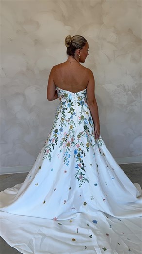 A classic silhouette with two totally different vibes 😍 Shop both of these wedding dresses on our website or custom order in your perfect size 🤩🖤 #weddingdress #bride #simplewedding #affordablebridal #coloredweddingdress #2026bride | Dearly Bridal