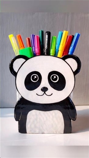 DIY cute panda pen holder. using Card board easy craft