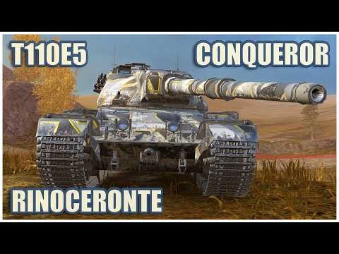 Conqueror, T110E5 & Rinoceronte • WoT Blitz Gameplay