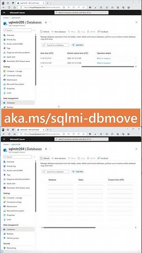 SQL MI database move demo @ aka.ms/sqlmi-dbmove #azuresql #managedinstance