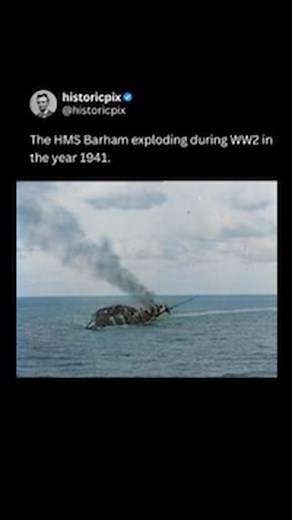📸 HistoricPix 📸 on Instagram: "The HMS Barham exploding and eventully sinking in 1941 during WW2. It was struck by torpedoes from a German submarine. The footage was captured by Pathé News cameraman John Turner. Colorized by @historicpix. For more, follow @historicpix #history #historic #historicpix #historicpreservation #historichouse #historical #historicarchitecture #historymemes #historyfacts #historyphotographed #historyteacher #historylovers #historyofart #historyinpictures"