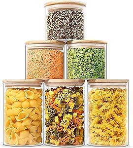 Urban Green Glass Jars with Airtight Lids, Airtight Glass Canisters with Locking Lids, (Bamboo-20oz-30oz)