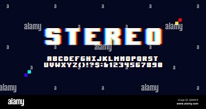 3D pixel font retro video game aesthetics 80s vintage typography letters and numbers with stereo effect, pixelated typeface on dark background Stock Vector Image & Art - Alamy
