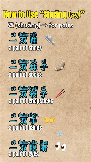 How to Use “双 (shuāng)”in Chinese#chinese #mandarin #learnchinese #learning #study