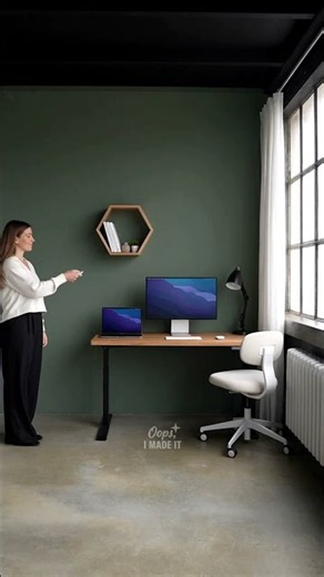 Hexagon Shelf & Desk Setup Glow Up ✨ #HomeOffice #InteriorStyling #Shorts